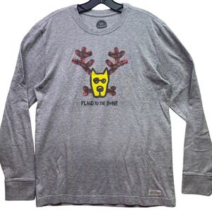 Life is Good Shirt Mens Small Christmas Funny Plaid Everyday Streetwear